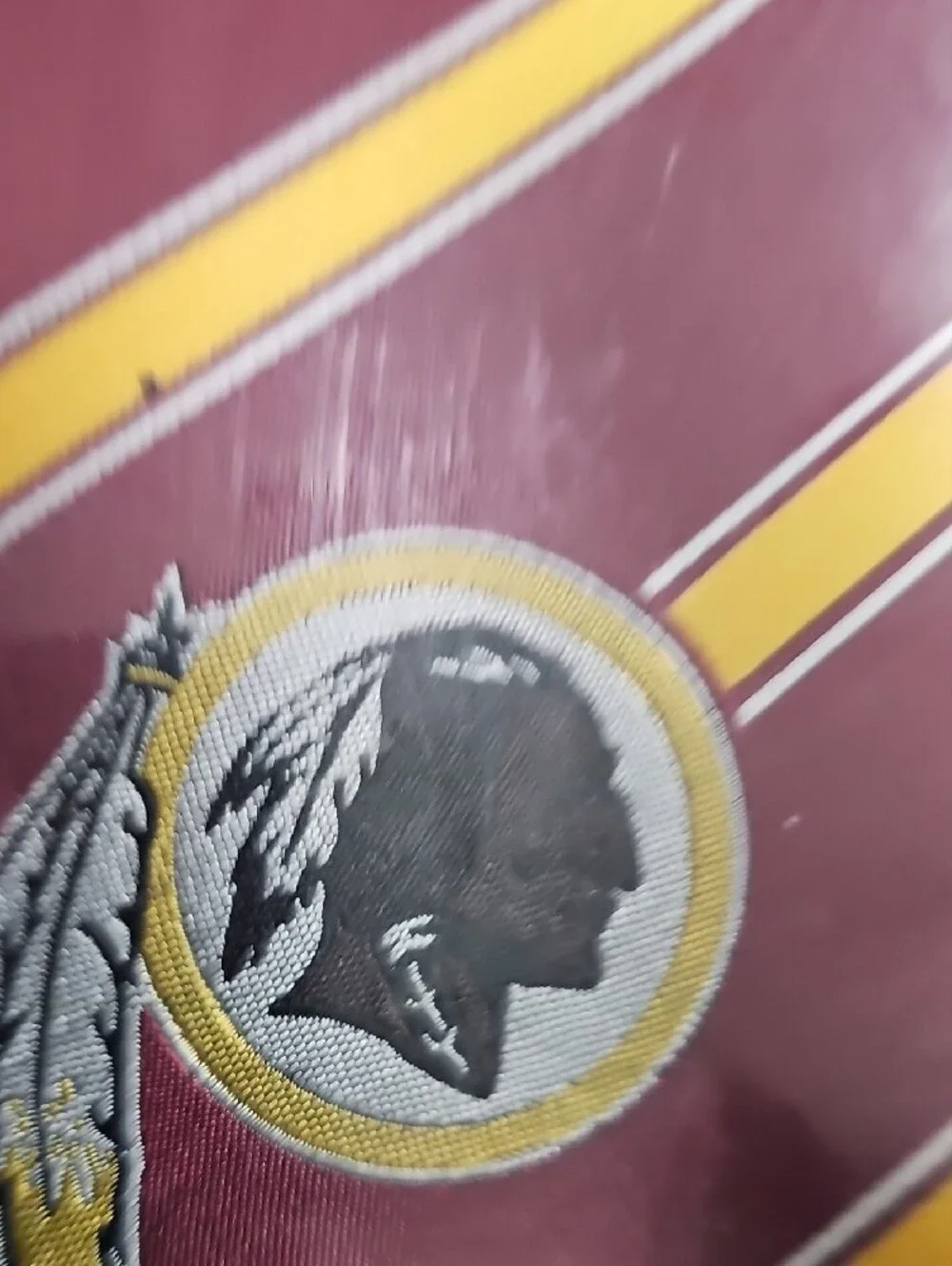 NFL Redskins Vintage Burgundy and Gold Diagonal Stripe Tie with Team Logo